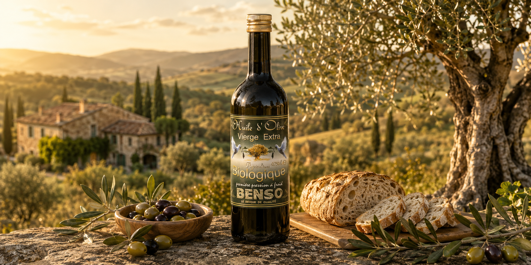 Bottle-Extra-Virgin-Organic-Olive-Oil-75cl Huile d'olive biologique Benso - 75 cl