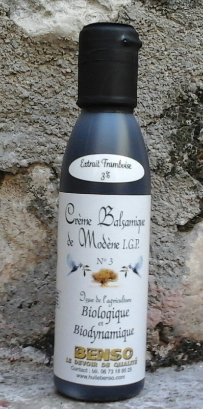 Crème balsamique biologique et biodynamique à la framboise - 150 ml